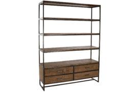 Bibliotèque acacia et métal